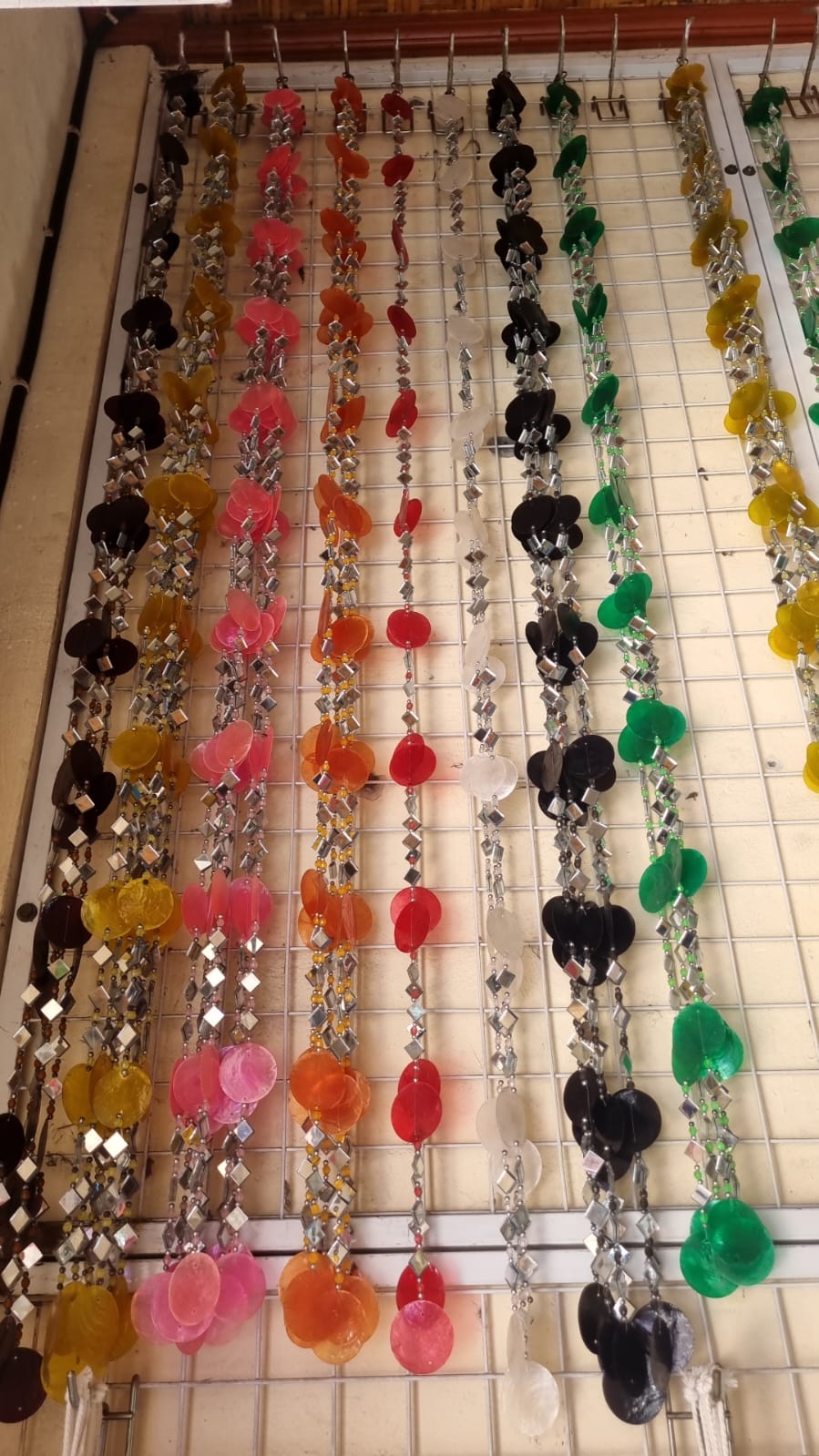 Handmade 150cm colorful capiz shell mirror beaded curtain for bohemian coastal décor