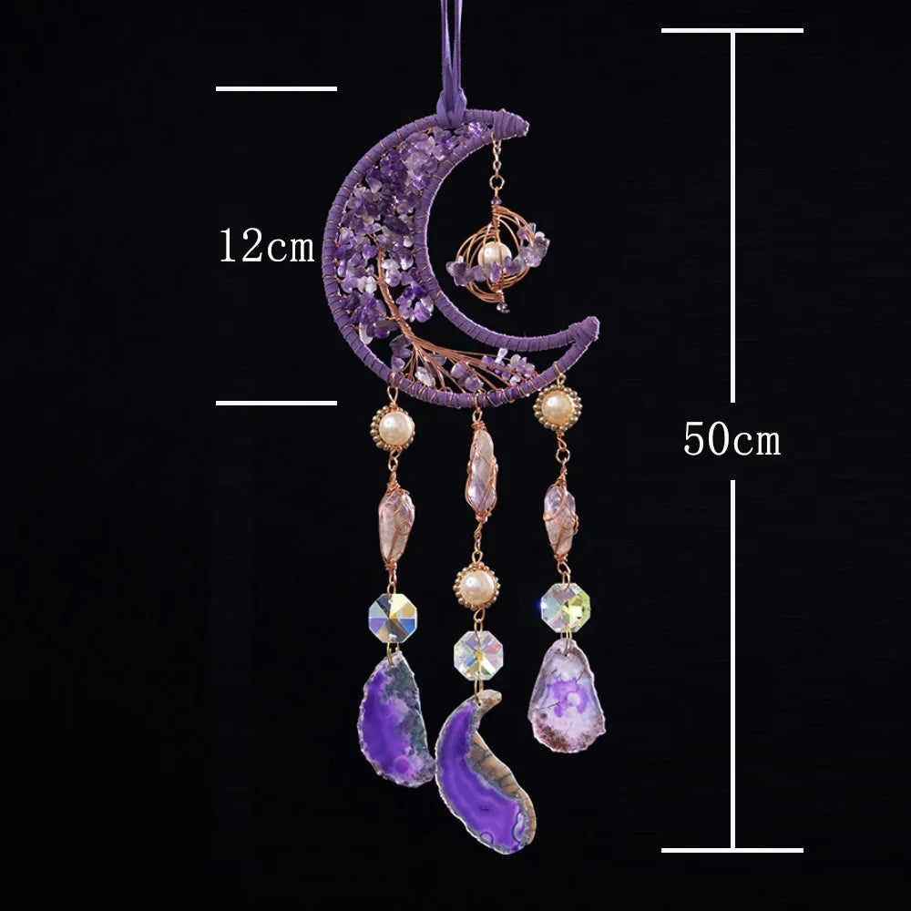 Moon Prism Crystal Suncatcher – Handmade Dreamcatcher, Rainbow Maker