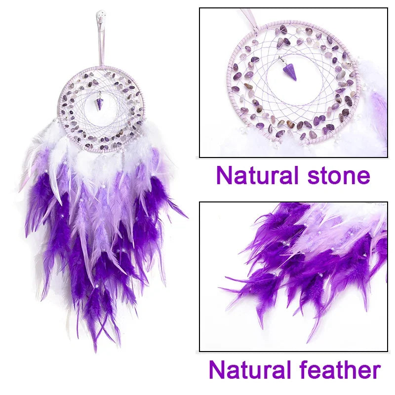 Tree of True Love Dreamcatcher – Handmade Feather Wall Hanging Decor