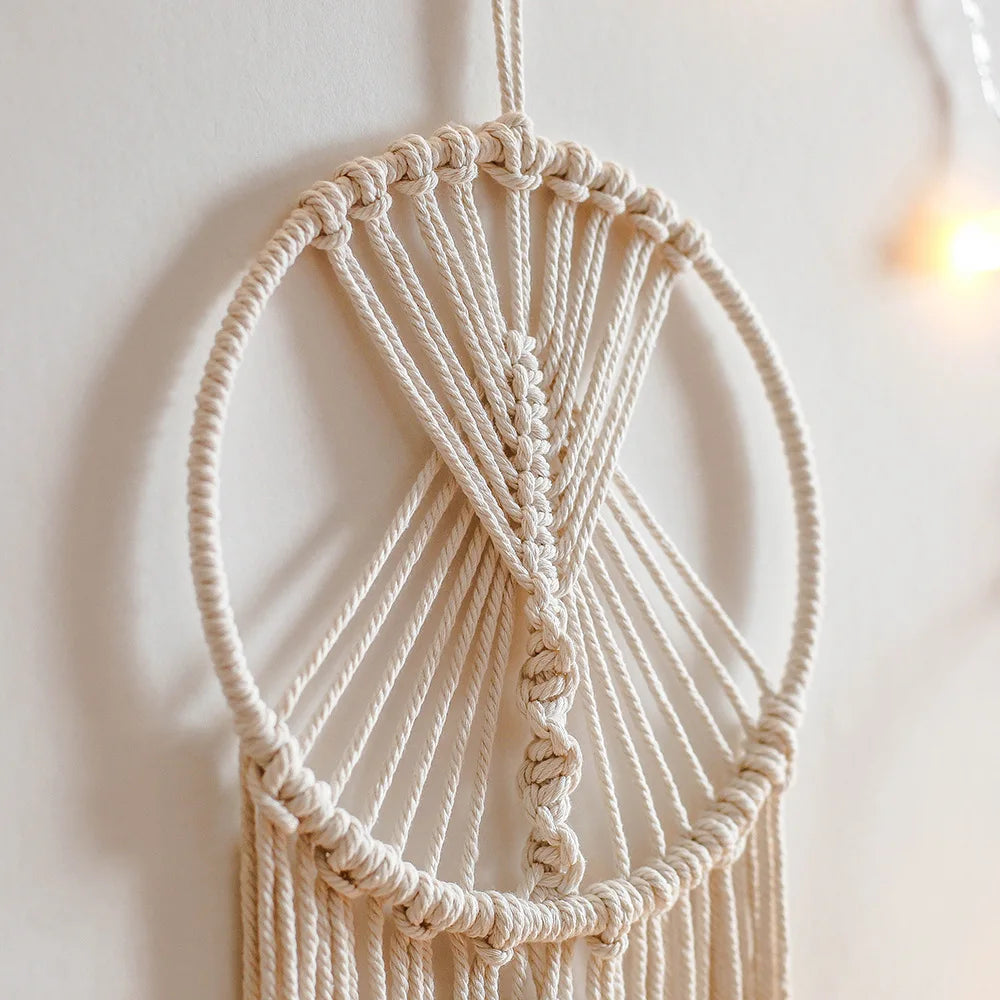 Moon & Star Macrame Dreamcatcher – Boho Wall Hanging Nursery Decor Gift