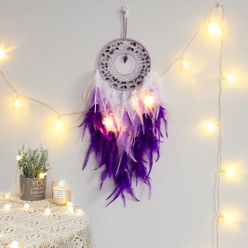 Tree of True Love Dreamcatcher – Handmade Feather Wall Hanging Decor