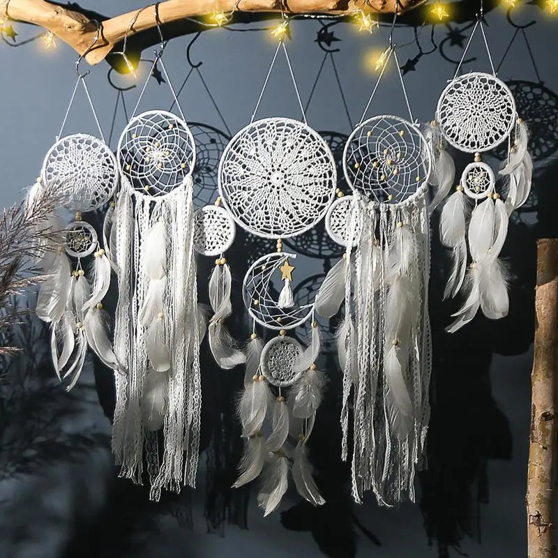 5pcs Boho Macrame Dream Catchers – Handmade Wall Art for Nursery