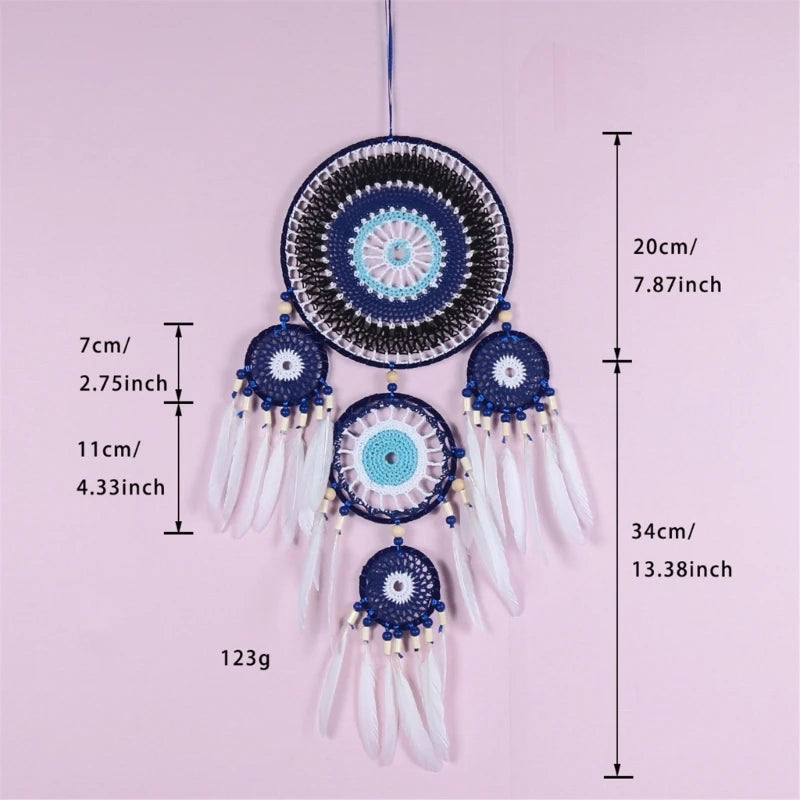 Blue Eye Boho Dreamcatcher – Handmade Wall Hanging for Bedroom & Car