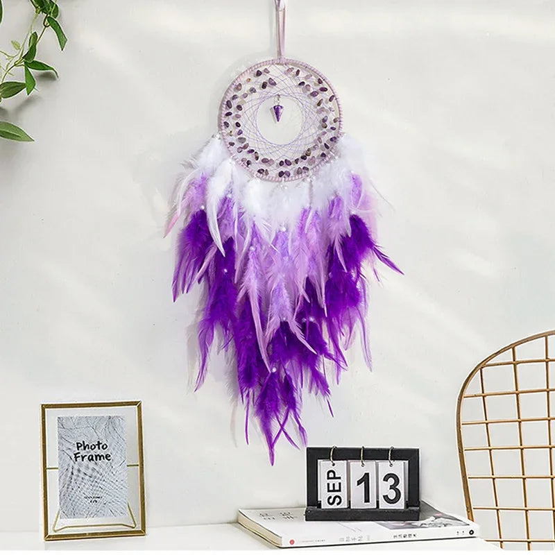 Tree of True Love Dreamcatcher – Handmade Feather Wall Hanging Decor