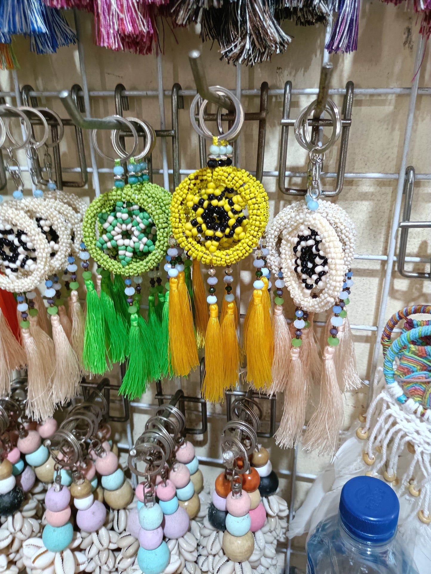 Mini Hexagon Star Dreamcatcher Keychain - Handmade Boho Tassel Bag Charm