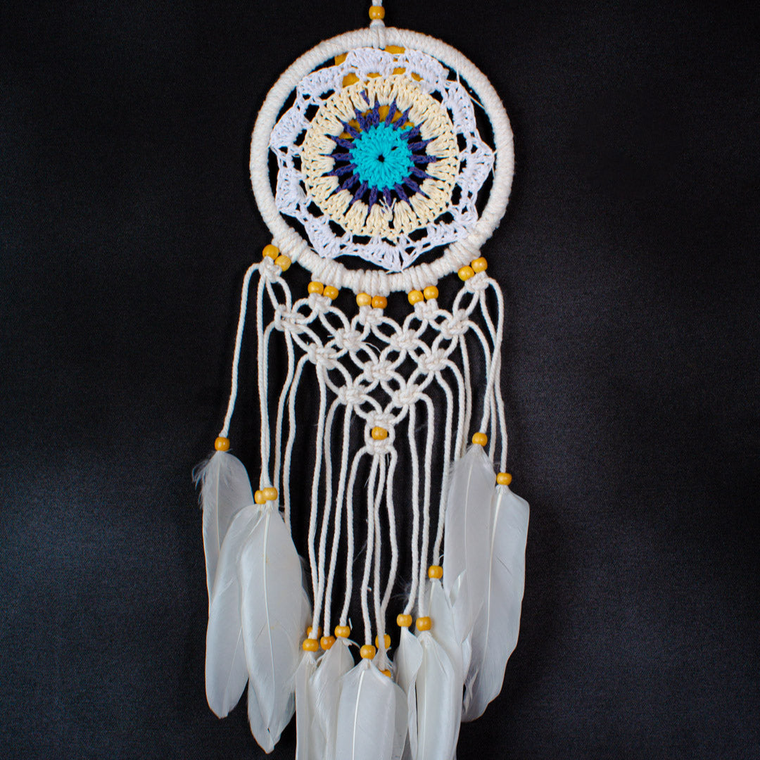 Handmade Crochet Dreamcatcher | 12 cm Mandala Hoop with Tassels & Feathers | Wholesale & Custom Bulk Supplier