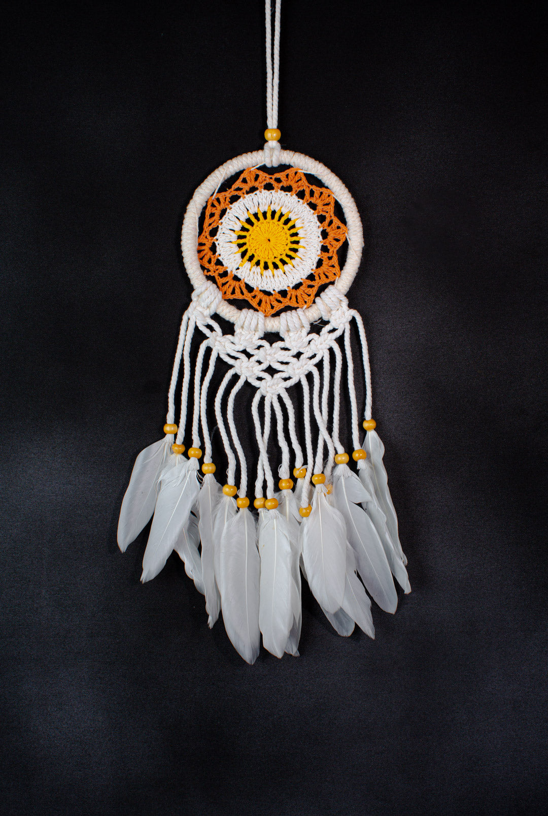 Handmade Crochet Dreamcatcher | 12 cm Mandala Hoop with Tassels & Feathers | Wholesale & Custom Bulk Supplier