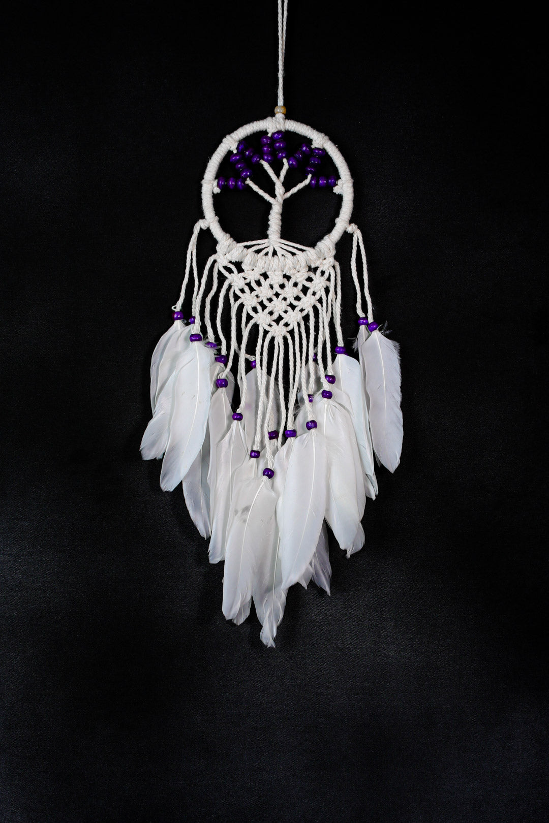 Hand-Knit Macramé Tree-of-Life Dreamcatcher | White Feather Wall Hanging | Wholesale & Custom Bulk Orders