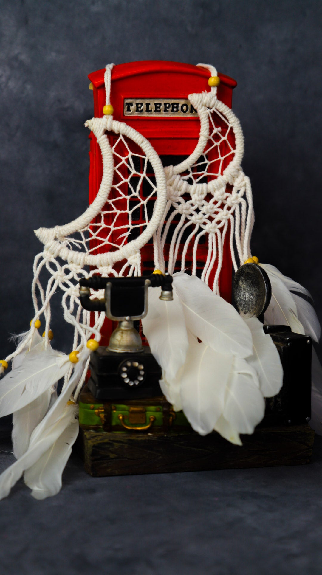 Crescent Moon Dreamcatcher 6cm| Boho Feather Wall Hanging | Custom & Wholesale