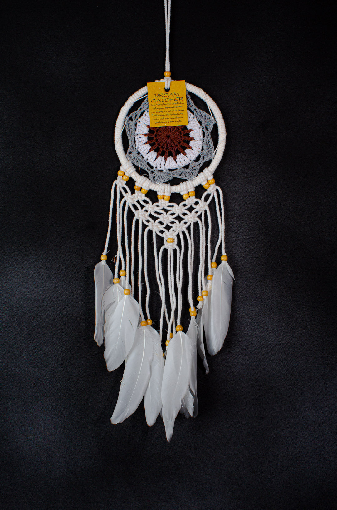 Handmade Crochet Dreamcatcher | 12 cm Mandala Hoop with Tassels & Feathers | Wholesale & Custom Bulk Supplier