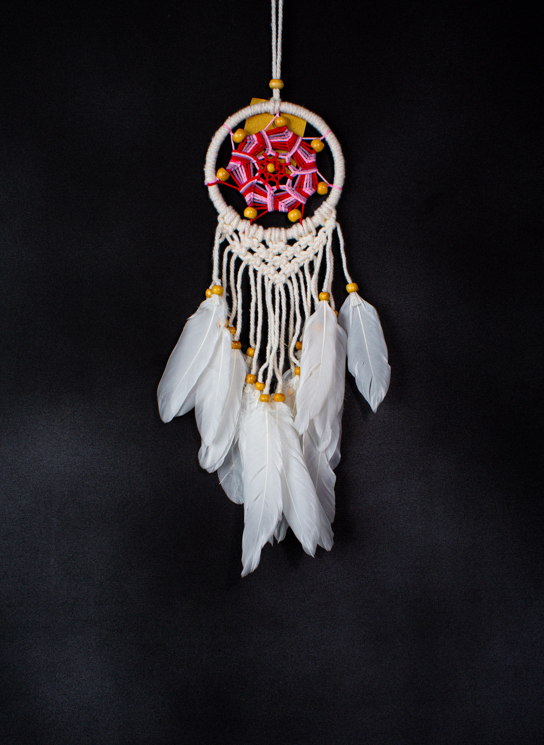 Handmade Mini Mandala Dreamcatcher – 10 cm Hoop, Tassels & Feathers