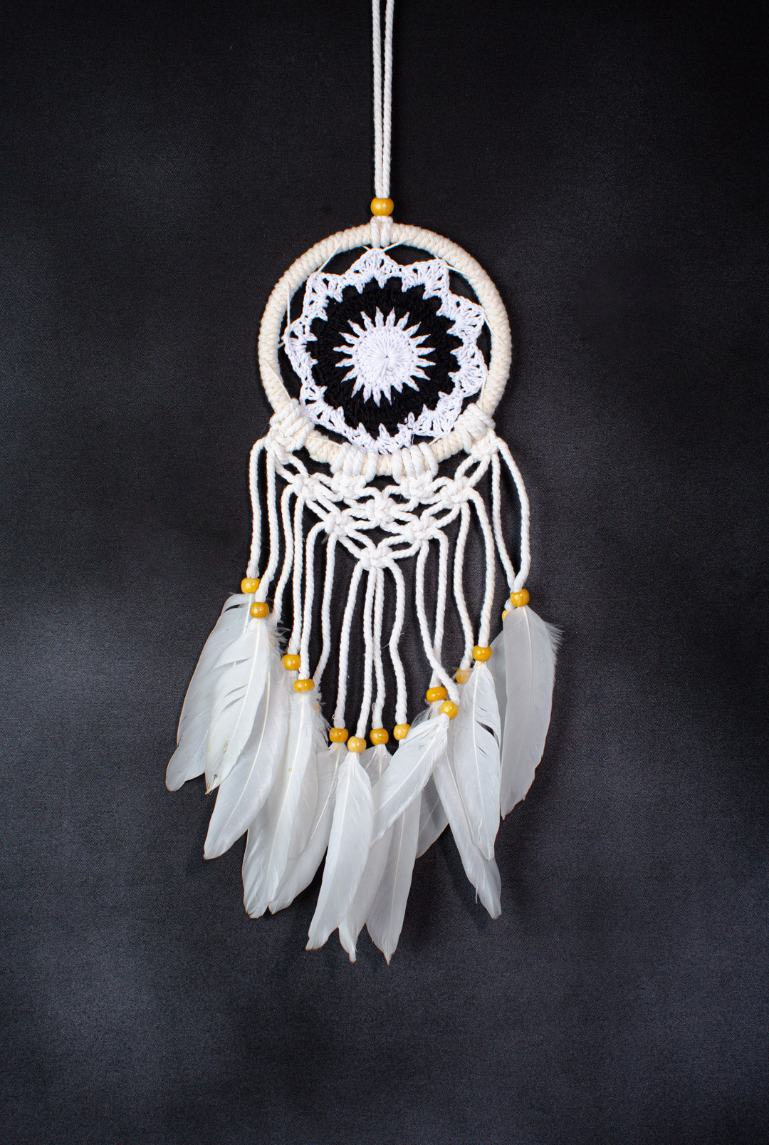 Handmade Crochet Dreamcatcher | 12 cm Mandala Hoop with Tassels & Feathers | Wholesale & Custom Bulk Supplier