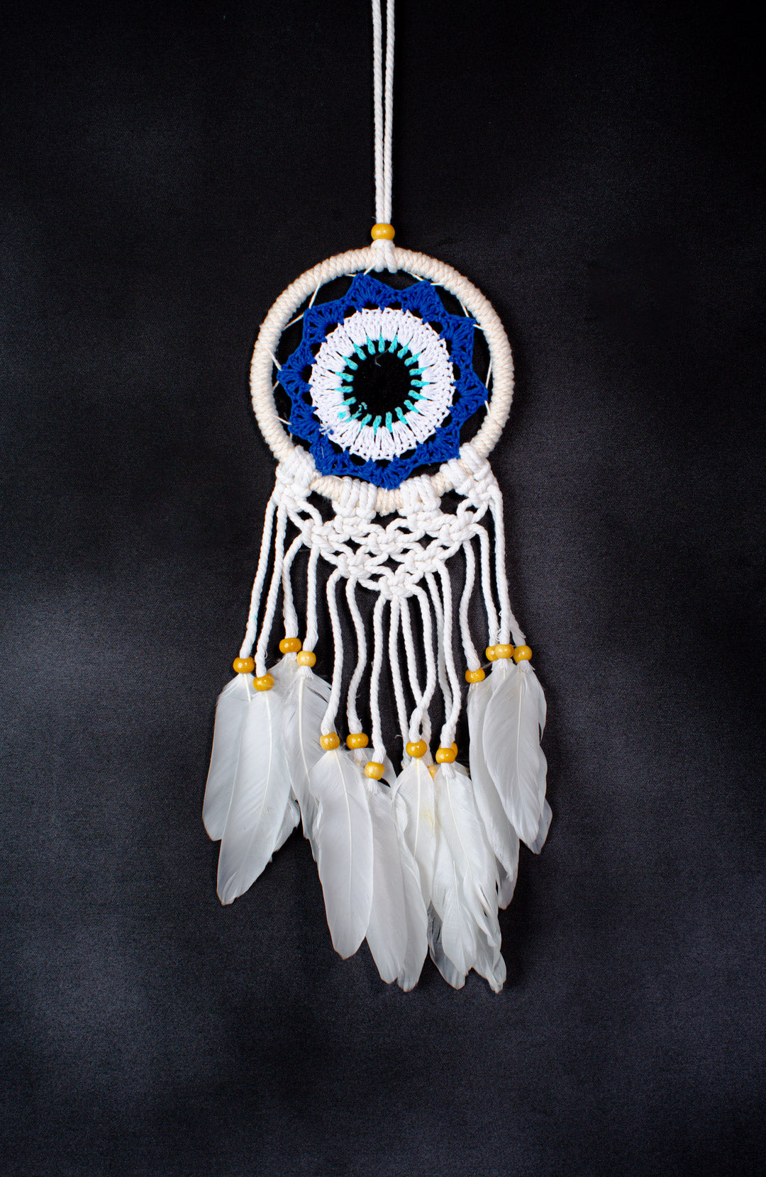 Handmade Crochet Dreamcatcher | 12 cm Mandala Hoop with Tassels & Feathers | Wholesale & Custom Bulk Supplier