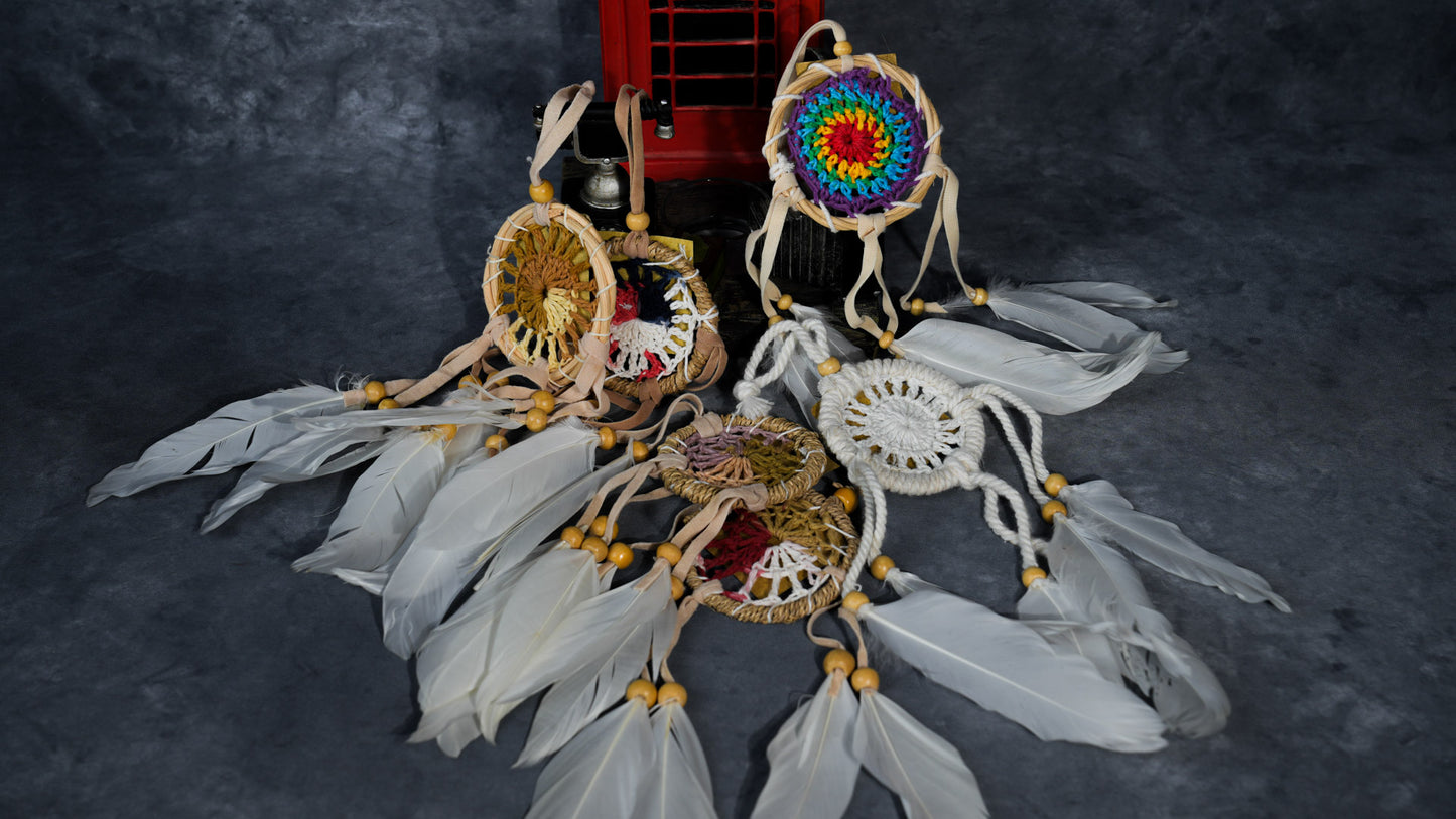 6cm Handmade Dreamcatcher with Feathers | Cotton & Rattan | Custom & Bulk Supplier