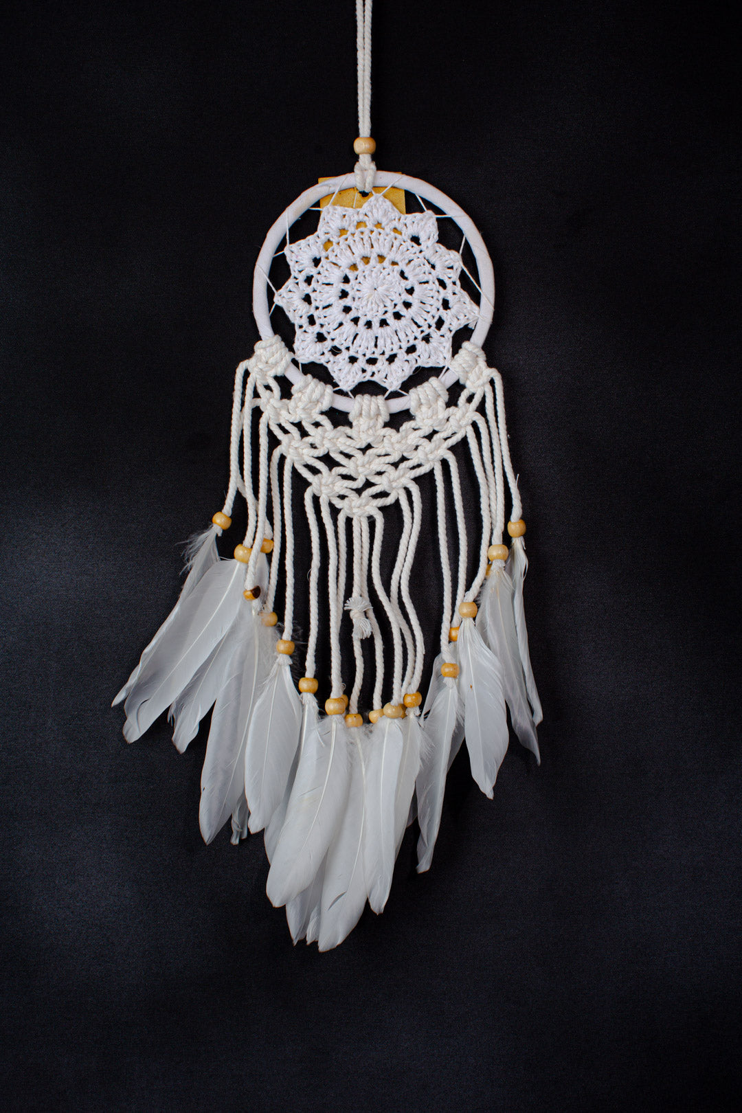Handmade Crochet Dreamcatcher | 12 cm Mandala Hoop with Tassels & Feathers | Wholesale & Custom Bulk Supplier
