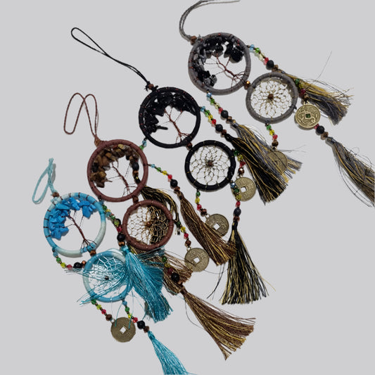 Wholesale Handmade Double Dreamcatcher with Crystals & Tree of Life Wall Hanging - Custom Orders Welcome