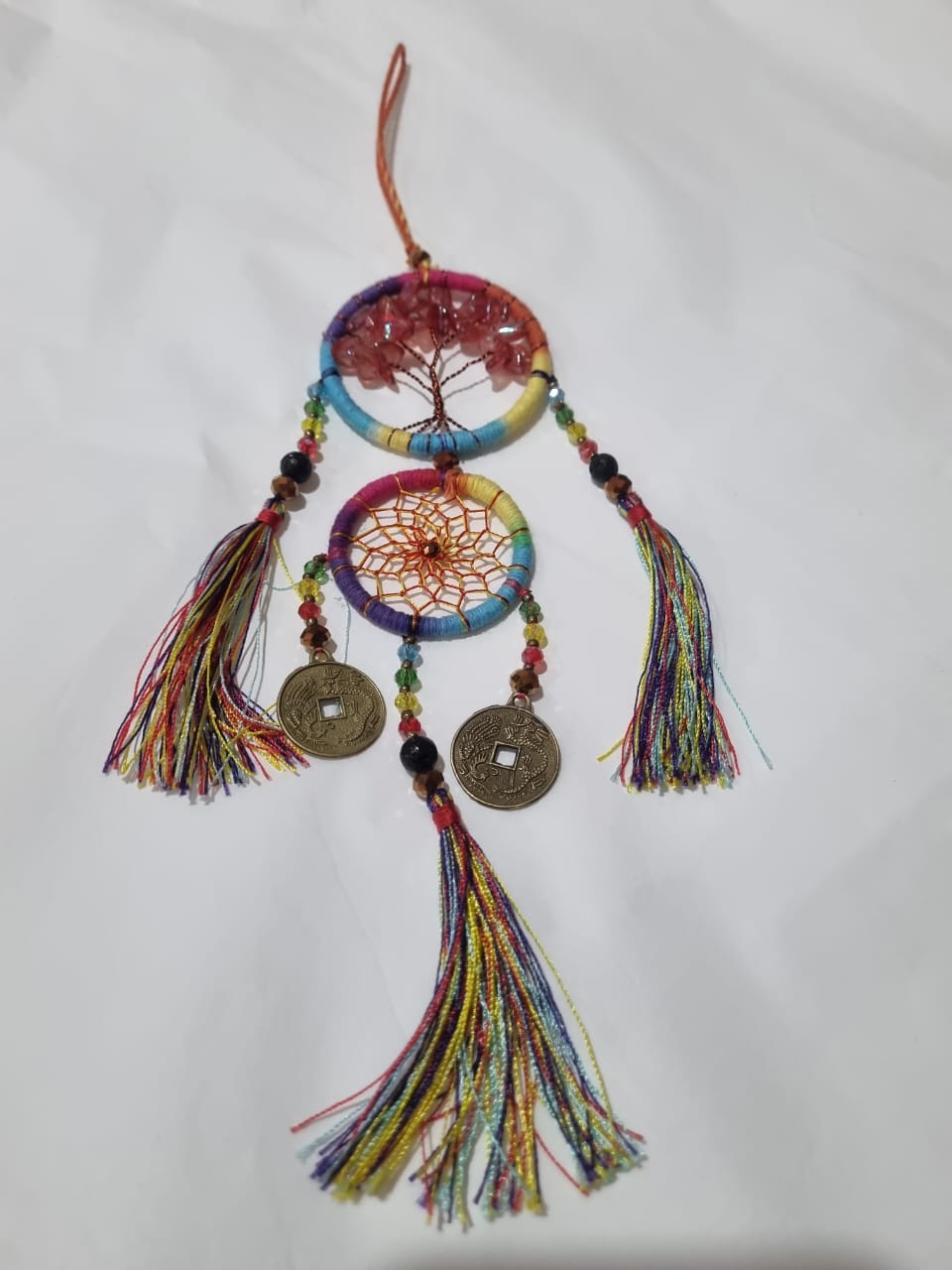 Wholesale Handmade Double Dreamcatcher with Crystals & Tree of Life Wall Hanging - Custom Orders Welcome