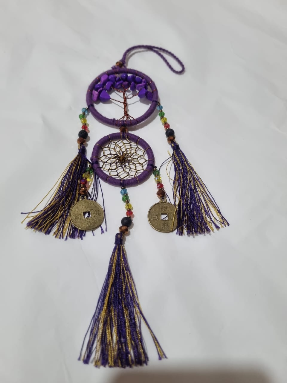 Wholesale Handmade Double Dreamcatcher with Crystals & Tree of Life Wall Hanging - Custom Orders Welcome