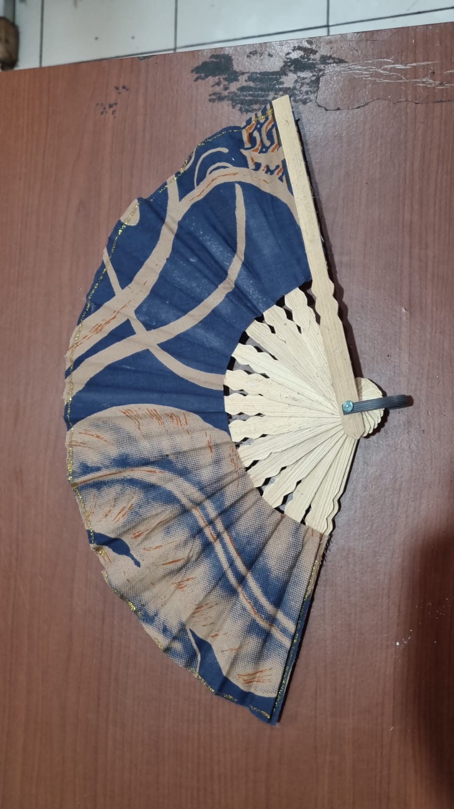 20cm handmade batik cotton folding fan with bamboo frame – cultural and decorative accessory