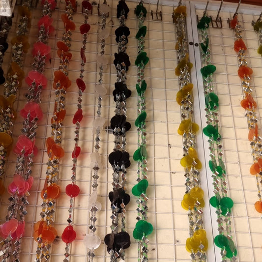 Handmade 150cm colorful capiz shell mirror beaded curtain for bohemian coastal décor