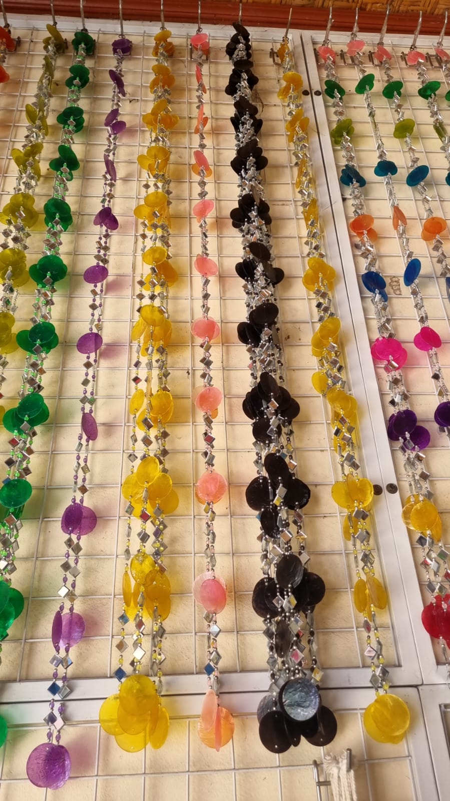 Handmade 150cm colorful capiz shell mirror beaded curtain for bohemian coastal décor