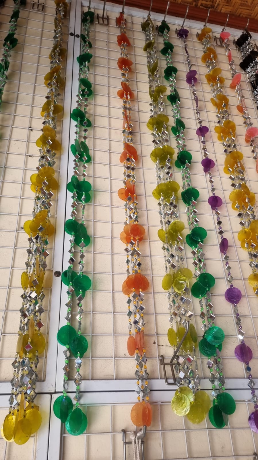 Handmade 150cm colorful capiz shell mirror beaded curtain for bohemian coastal décor