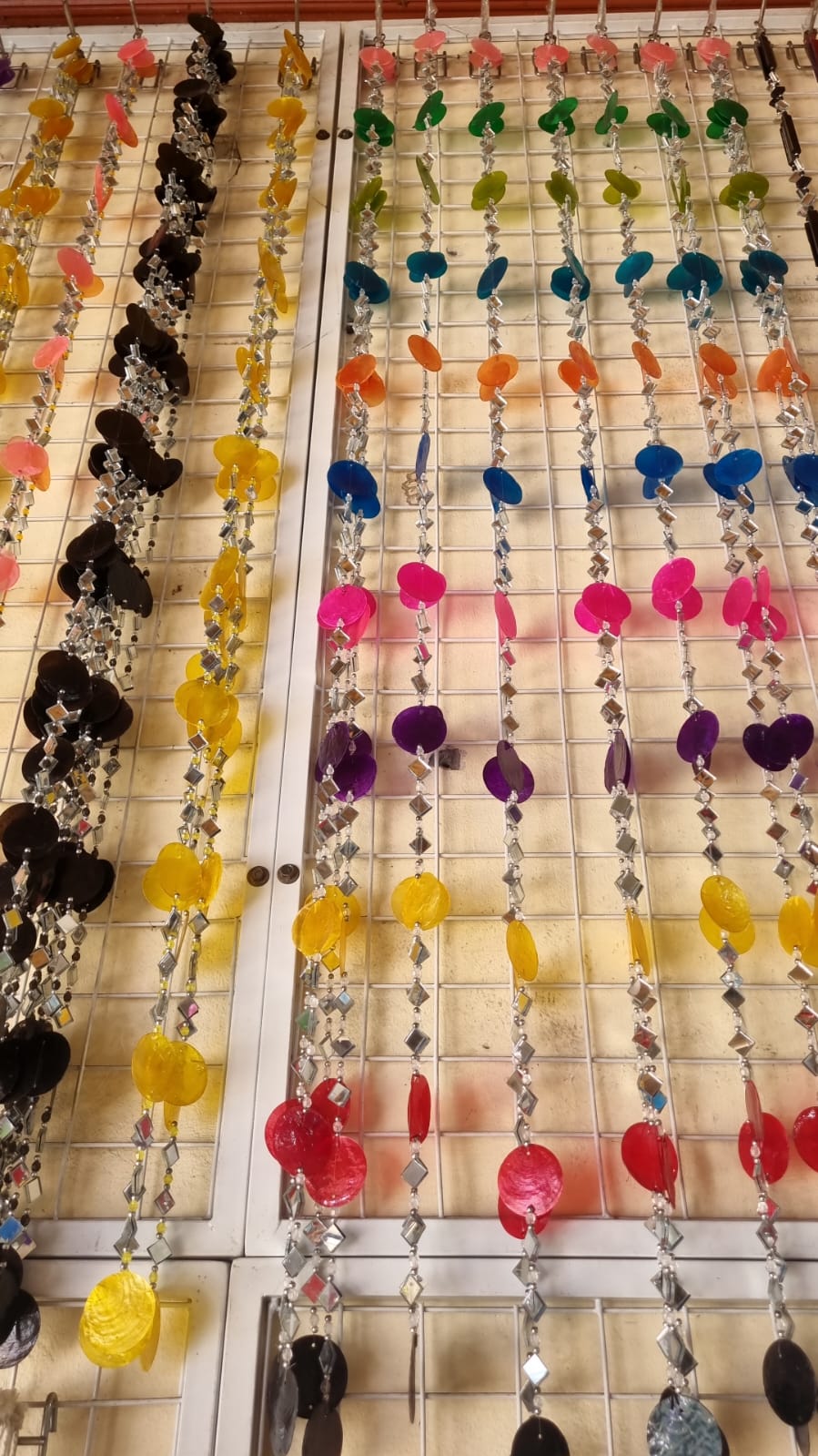 Handmade 150cm colorful capiz shell mirror beaded curtain for bohemian coastal décor