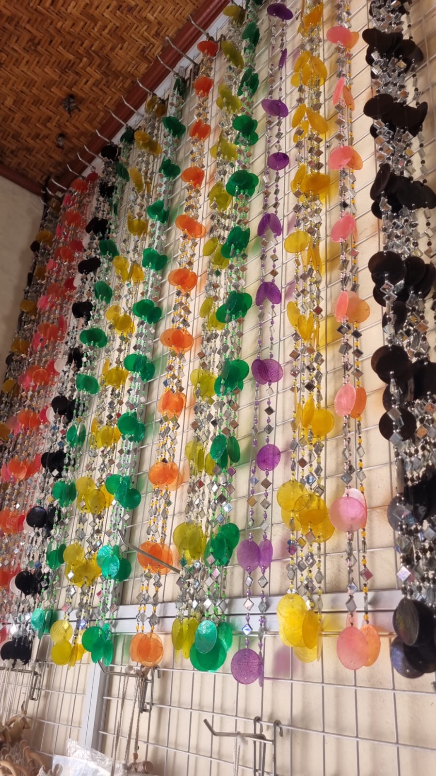 Handmade 150cm colorful capiz shell mirror beaded curtain for bohemian coastal décor