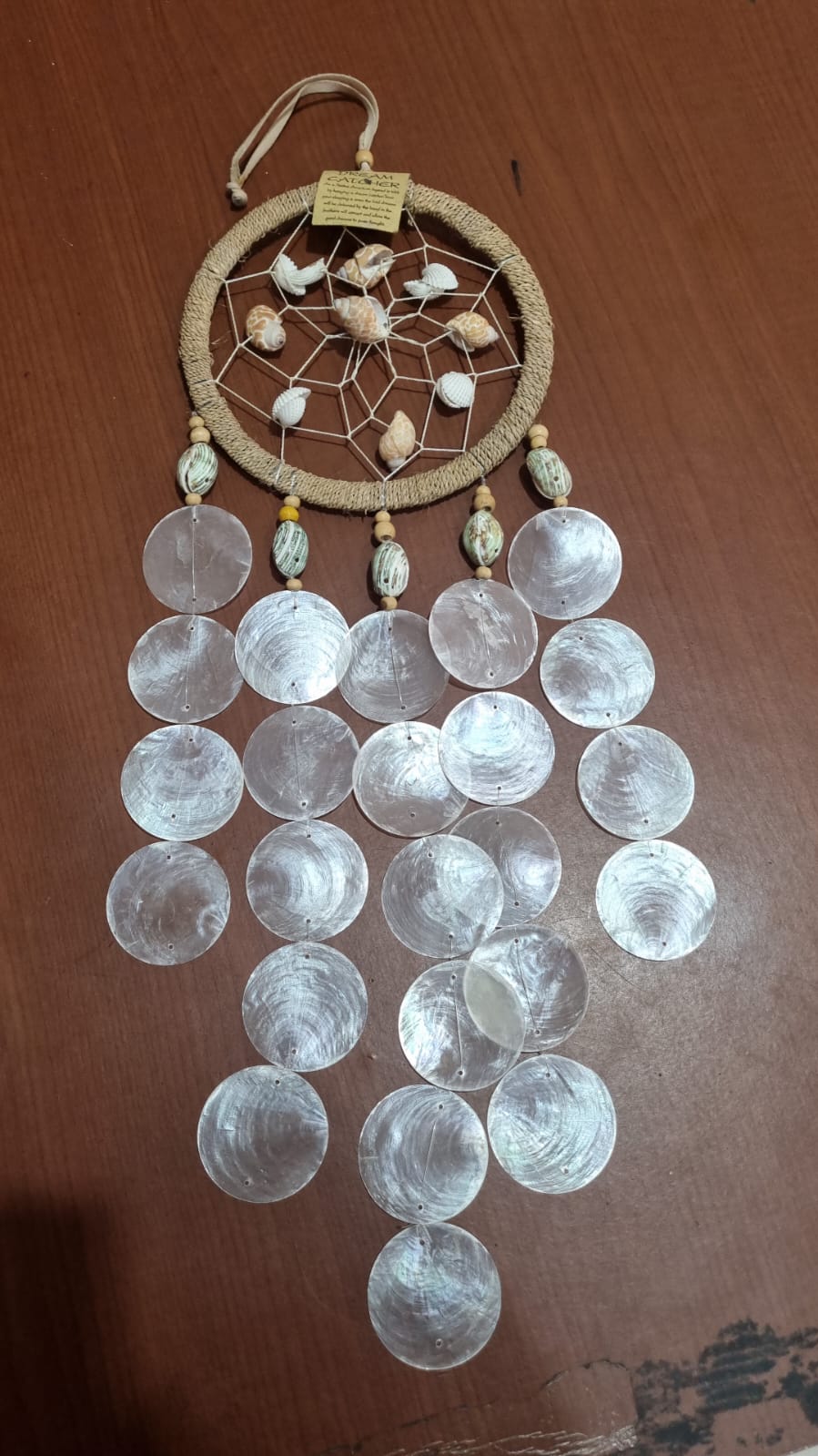 Natural handmade shell dreamcatcher 16cm coastal boho wall décor