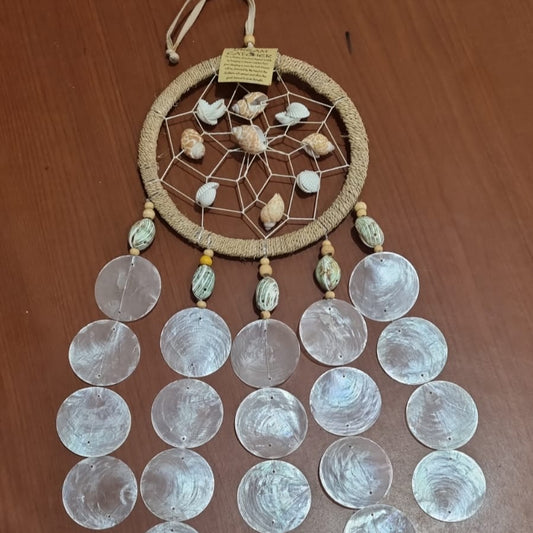 Natural handmade shell dreamcatcher 16cm coastal boho wall décor