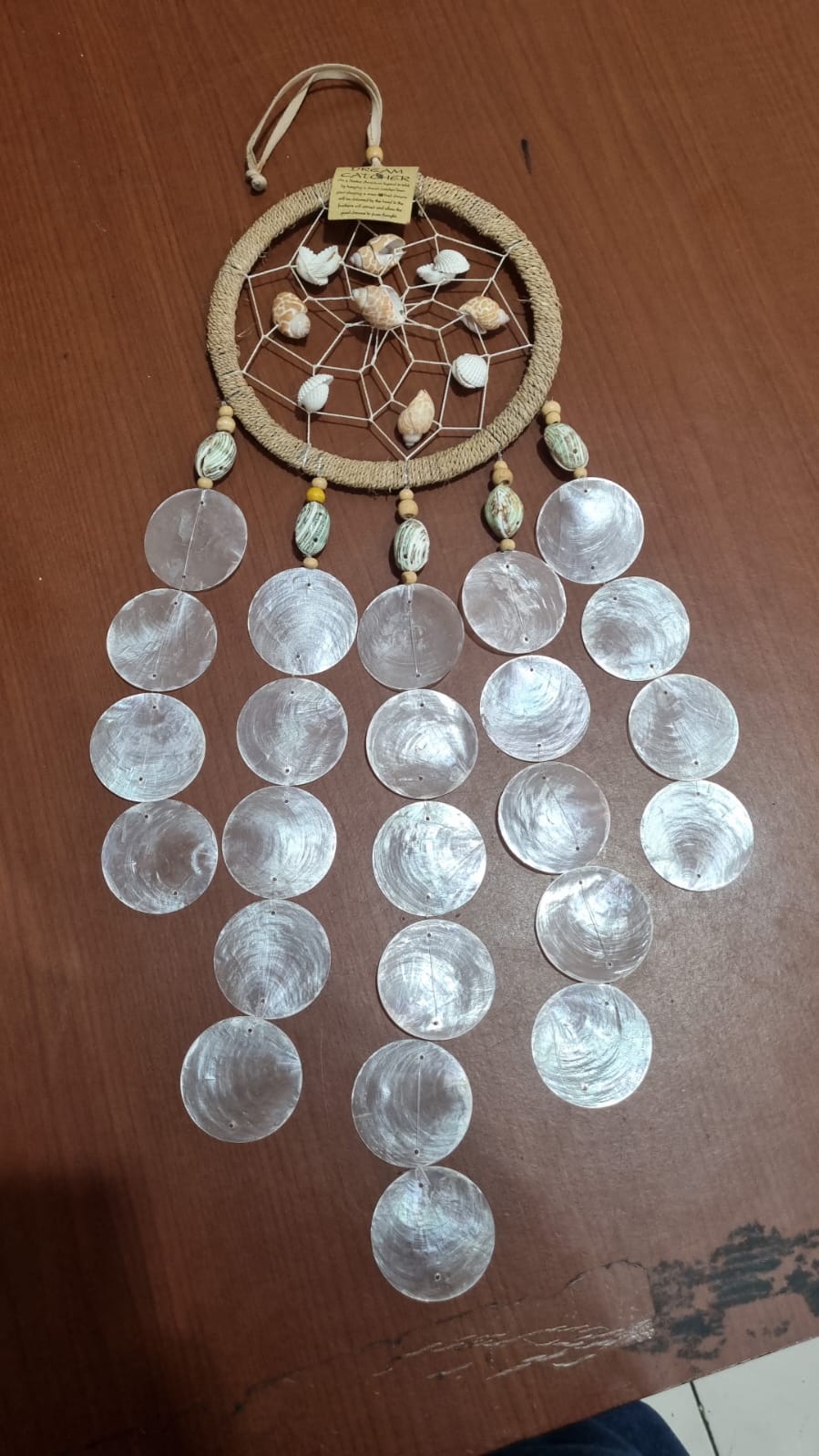 Natural handmade shell dreamcatcher 16cm coastal boho wall décor