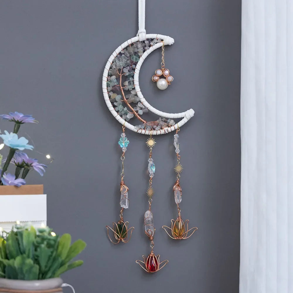 Moon Prism Crystal Suncatcher – Handmade Dreamcatcher, Rainbow Maker
