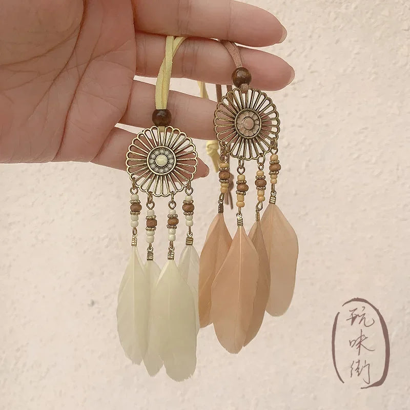 Handmade Mini Dreamcatcher – Feather Car Pendant & Wall Decor Gift