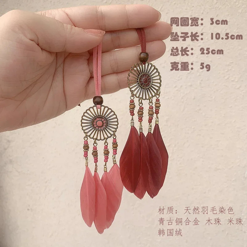 Handmade Mini Dreamcatcher – Feather Car Pendant & Wall Decor Gift