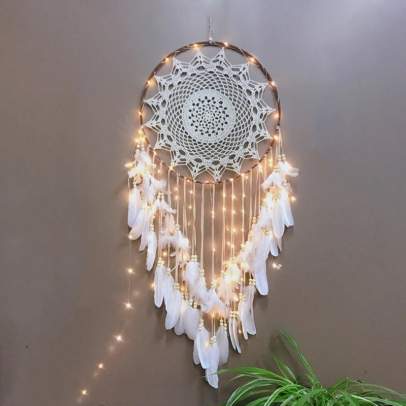 Large Nordic Dreamcatcher – Hanging Light Decor for Kids & Nursery
