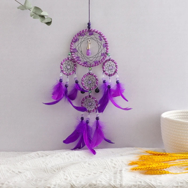 Handmade Traditional Feather Dreamcatcher- Hanging Home Wall Decor