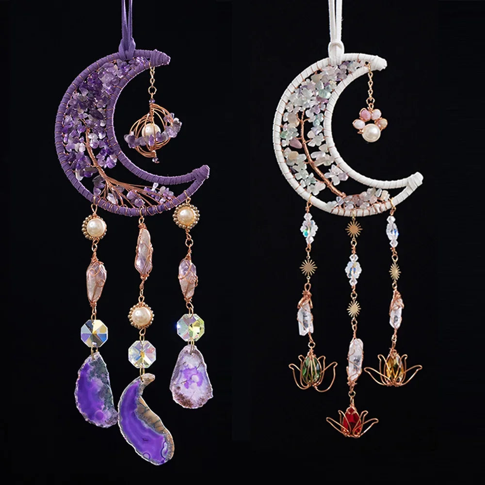 Moon Prism Crystal Suncatcher – Handmade Dreamcatcher, Rainbow Maker