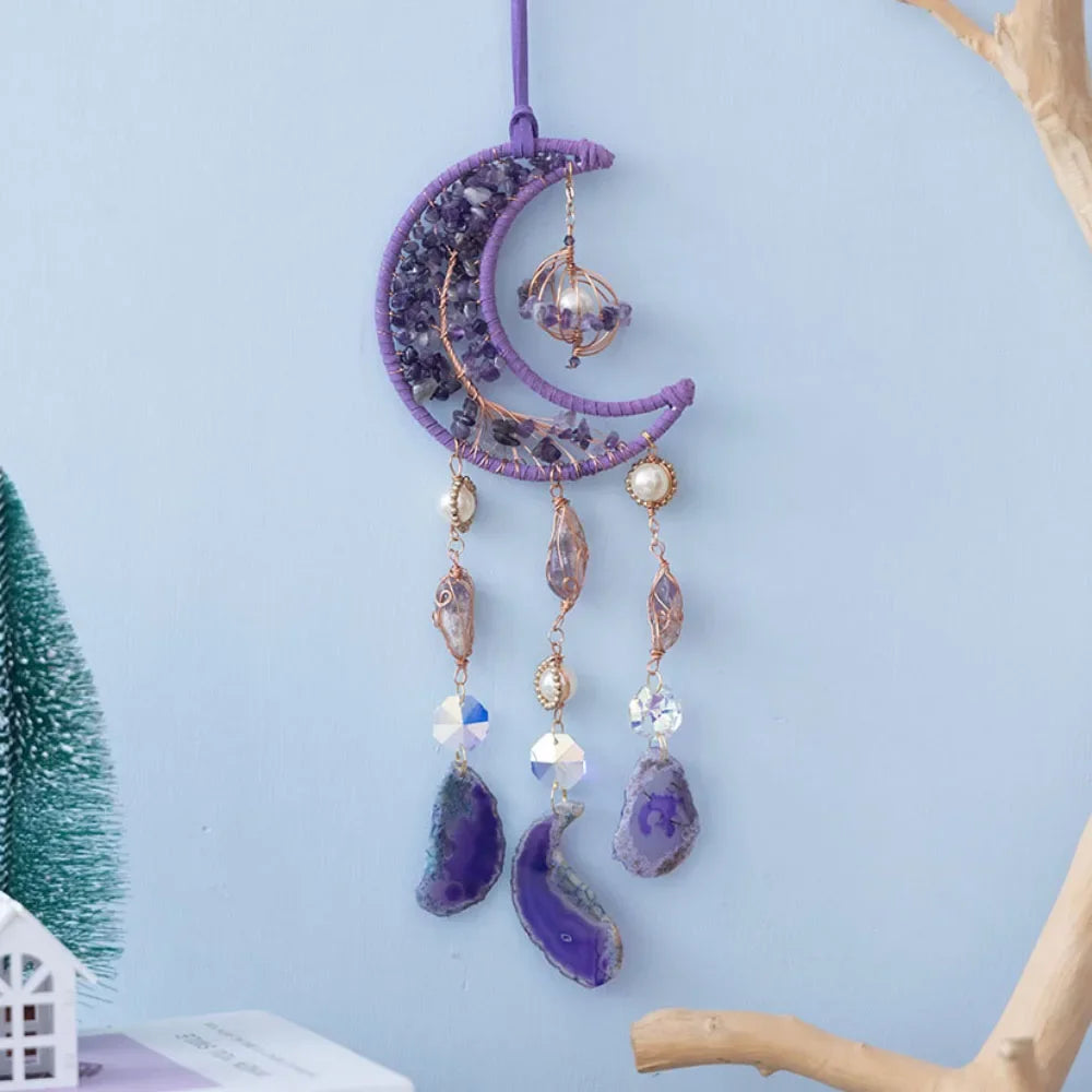Moon Prism Crystal Suncatcher – Handmade Dreamcatcher, Rainbow Maker