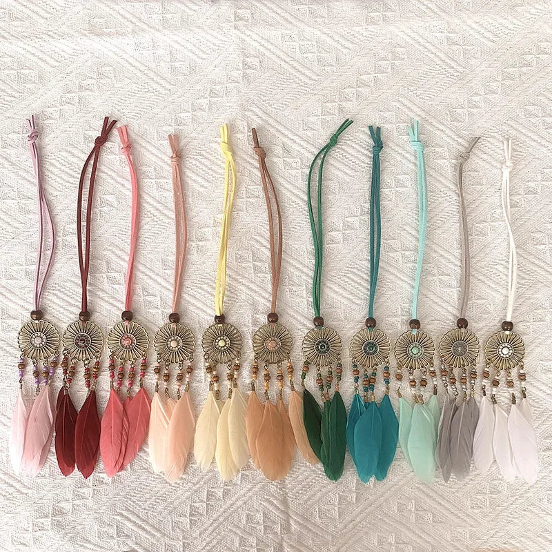 Handmade Mini Dreamcatcher – Feather Car Pendant & Wall Decor Gift