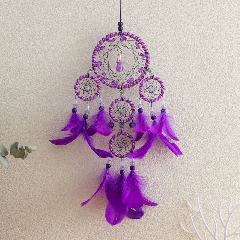 Handmade Traditional Feather Dreamcatcher- Hanging Home Wall Decor
