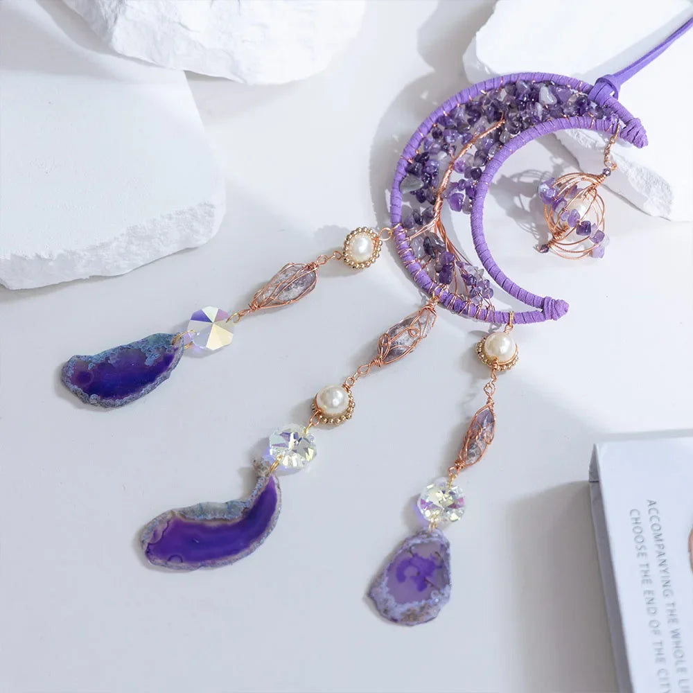 Moon Prism Crystal Suncatcher – Handmade Dreamcatcher, Rainbow Maker