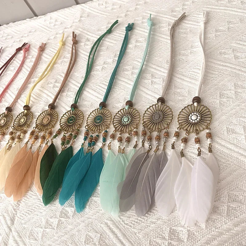 Handmade Mini Dreamcatcher – Feather Car Pendant & Wall Decor Gift