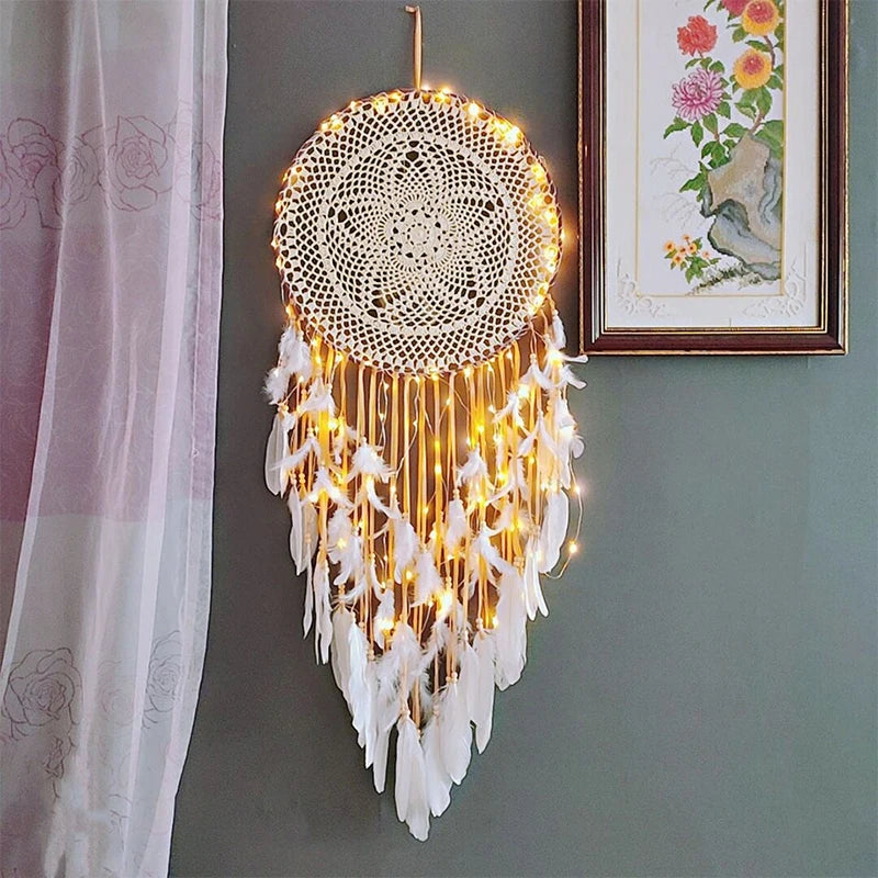 Large Nordic Dreamcatcher – Hanging Light Decor for Kids & Nursery