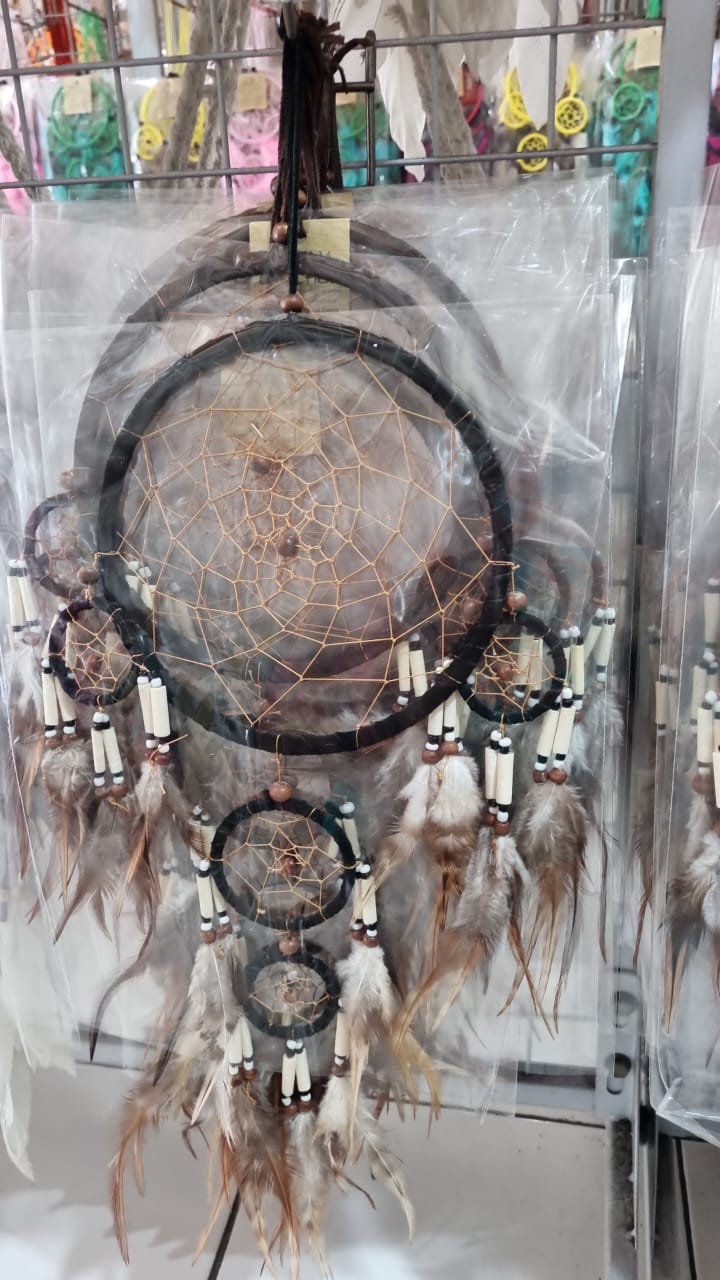 Handmade 16cm oval butterfly dreamcatcher with cotton macrame, coconut & bone beads, and soft feathers

