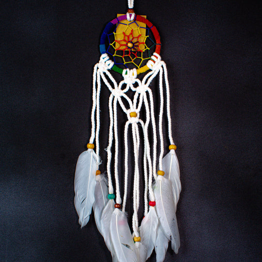 Hand-Crochet Mini Dreamcatcher | 7 cm Boho Wall Accent | White Feather Hanging | Wholesale & Custom Bulk Supplier