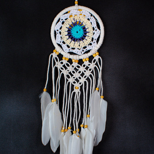 Handmade Crochet Dreamcatcher | 12 cm Mandala Hoop with Tassels & Feathers | Wholesale & Custom Bulk Supplier