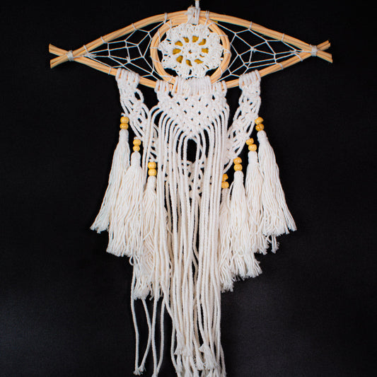 Handmade Eye-Shaped Macramé Dreamcatcher | 25 cm Rattan Frame | Tassel Wall Art | Wholesale & Custom Bulk Supplier