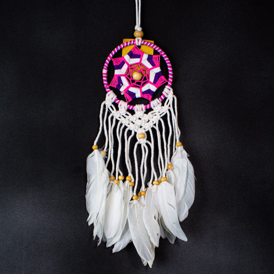 Handmade Mini Mandala Dreamcatcher – 10 cm Hoop, Tassels & Feathers