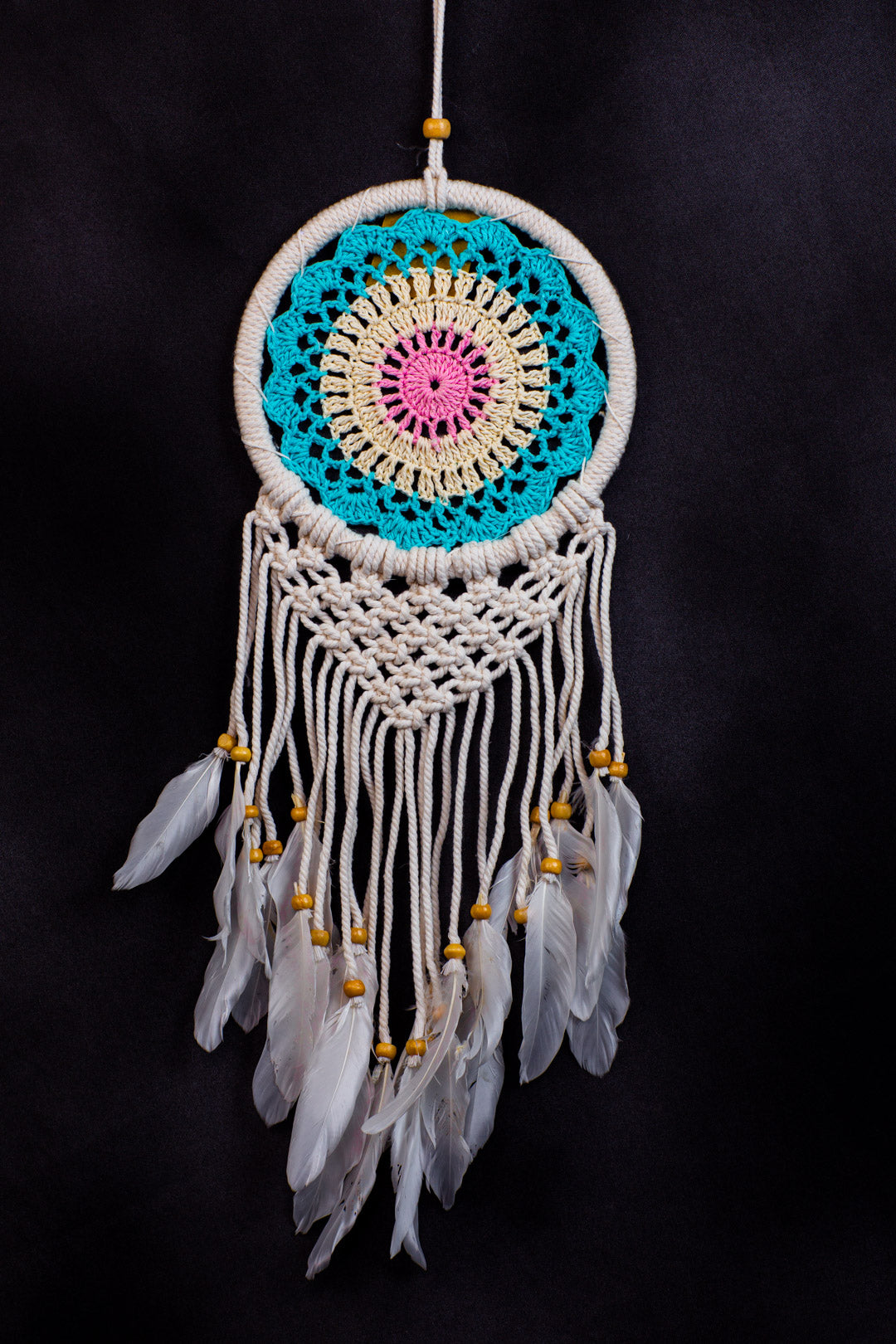 Bohemian Handmade Dreamcatcher Wall Hanging – Crochet & Feather Decor – Wholesale Macrame Dream Catcher for Gifts & Business
