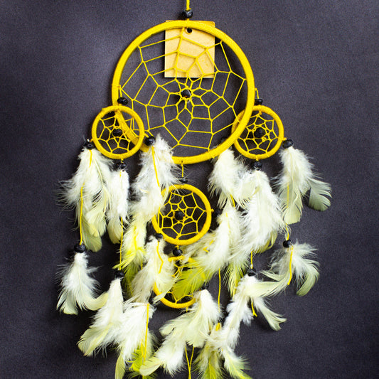 Handmade 12 cm Dreamcatcher – 40 cm Hanging Length | Wholesale & Custom Orders | Yellow, Blue, Magenta-Black, Orange